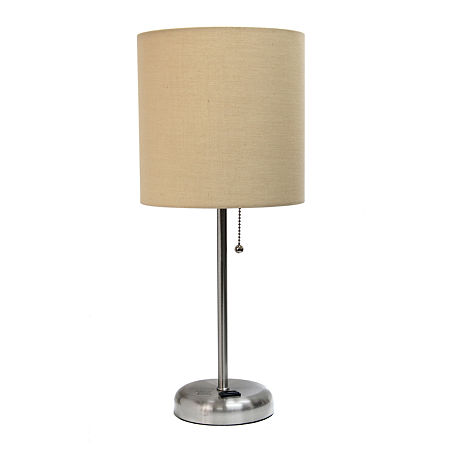 LimeLights Stick Lamp With Charging Outlet Table Lamp, One Size, Beige