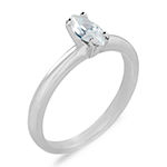 Womens White Cubic Zirconia Sterling Silver Solitaire Engagement Ring