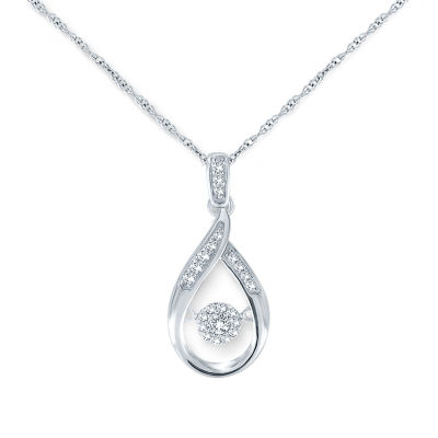 Womens 1/6 CT. T.W. Mined White Diamond Sterling Silver Pendant Necklace