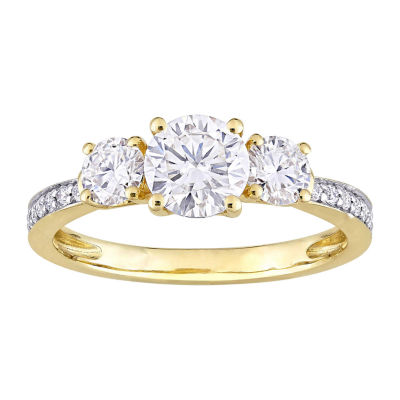Womens 1 3/8 CT. T.W. Lab Created White Moissanite 10K Gold 3-Stone Engagement Ring