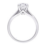 Womens Lab Created White Moissanite 10K White Gold Solitaire Engagement Ring