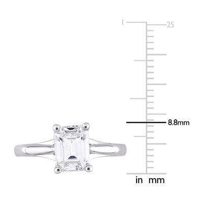 Womens Lab Created White Moissanite 10K White Gold Solitaire Engagement Ring