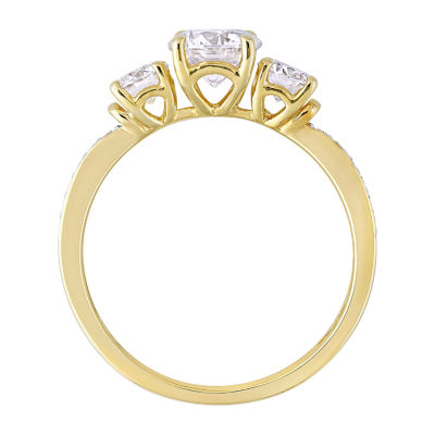 Womens 1 3/8 CT. T.W. Lab Created White Moissanite 10K Gold 3-Stone Engagement Ring