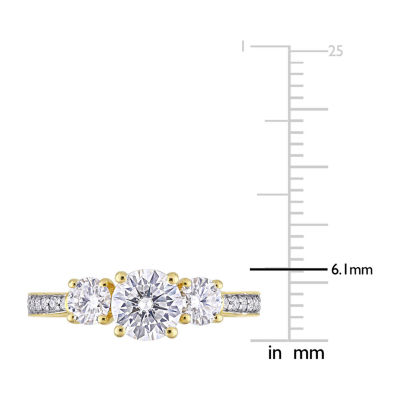 Womens 1 3/8 CT. T.W. Lab Created White Moissanite 10K Gold 3-Stone Engagement Ring