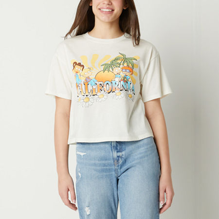  Juniors California Womens Crew Neck Short Sleeve Rugrats Cropped Graphic T-Shirt