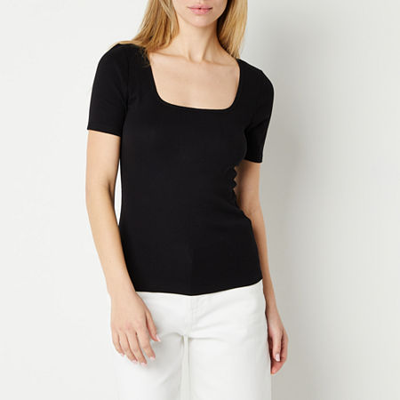  a.n.a Womens Square Neck Short Sleeve T-Shirt
