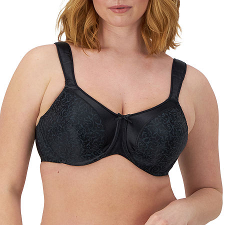 Bali Satin Tracings Full Coverage Underwire Minimizer Bra 3562, C, Black -  12496830232