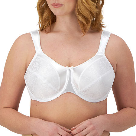 Bali Satin Tracings Full Coverage Underwire Minimizer Bra 3562, C, White -  12496830604