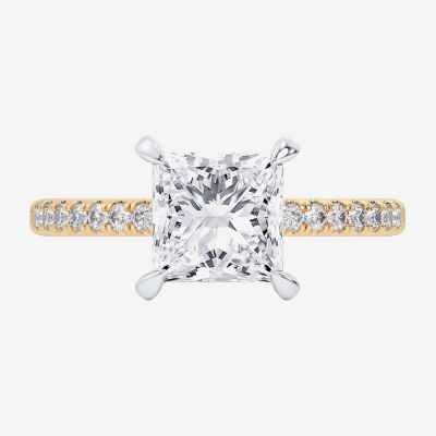 (G-H / Si1-Si2 Womens 4 1/4 CT. T.W. Lab Grown White Diamond 14K Gold Side Stone Engagement Ring