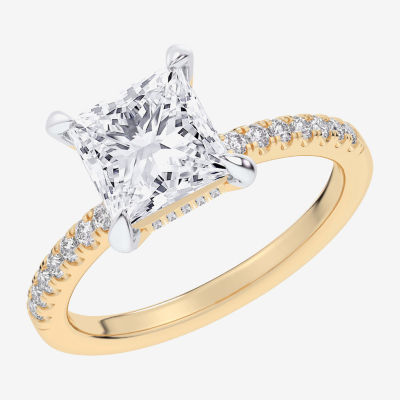 (G-H / Si1-Si2 Womens 4 1/4 CT. T.W. Lab Grown White Diamond 14K Gold Side Stone Engagement Ring
