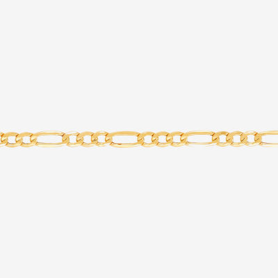 Mens 10K Yellow Gold 22" 7.5mm Hollow Figaro Chain Necklace