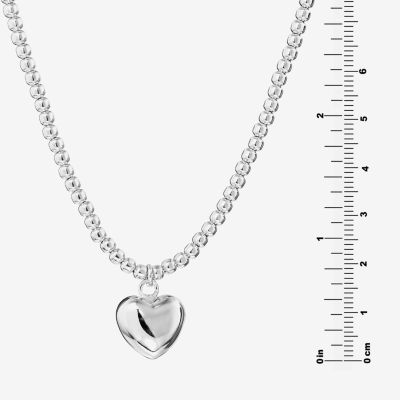 Womens Sterling Silver Heart Pendant Necklace