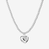 Womens Sterling Silver Heart Pendant Necklace, One Size