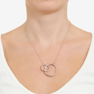 Womens Sterling Silver Circle Pendant Necklace