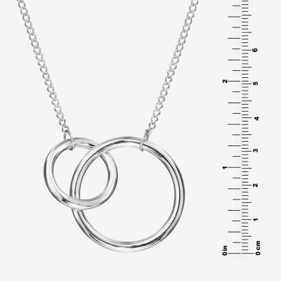 Womens Sterling Silver Circle Pendant Necklace