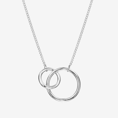 Womens Sterling Silver Circle Pendant Necklace
