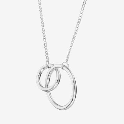 Womens Sterling Silver Circle Pendant Necklace