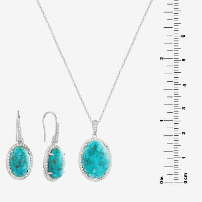 Enhanced Blue Turquoise Sterling Silver Oval 2-pc. Jewelry Set