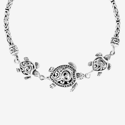 Bali Inspired Sterling Silver 8 Inch Solid Byzantine Link Bracelet