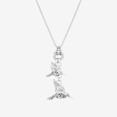 Bali Inspired Womens Sterling Silver Hummingbird Pendant Necklace