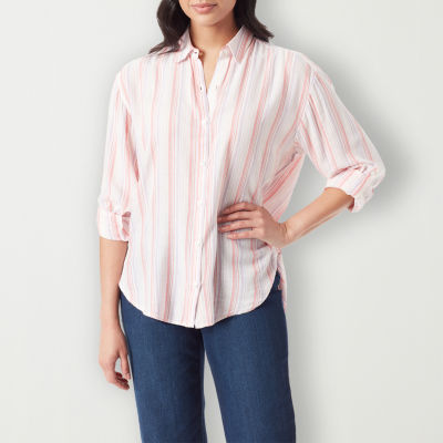Gloria Vanderbilt Womens Long Sleeve Loose Fit Button-Down Shirt