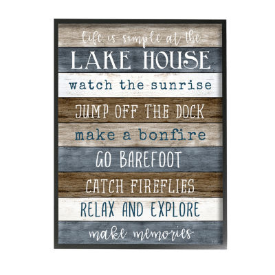 Stupell Industries Life Is Simple Lake House List Framed Print