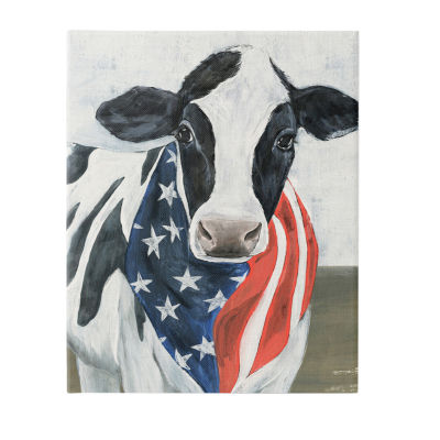 Stupell Industries Farm Cow American Flag Animal Canvas Art