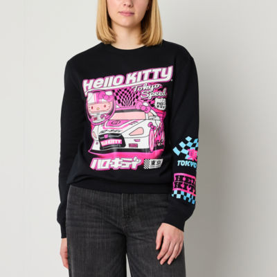 Juniors Hello Kitty Tokyo Speed Crew Sweatshirt Womens Neck Long Sleeve