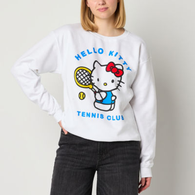 Juniors Hello Kitty Tennis Club Womens Crew Neck Long Sleeve Sweatshirt