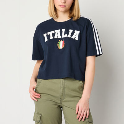 Juniors Italia '94 Cropped Tee Womens Crew Neck Short Sleeve Graphic T-Shirt