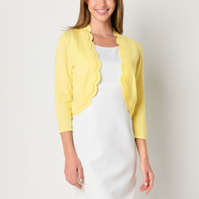 Perceptions Womens Scallop Neck 3/4 Sleeve Shrug Petite JCPenney