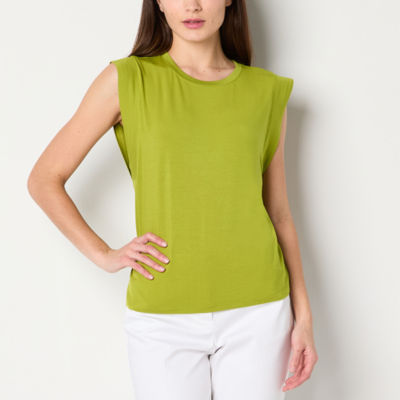 Worthington Womens Crew Neck Sleeveless Blouse