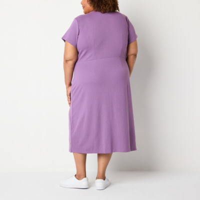 Liz Claiborne Short Sleeve Midi T-Shirt Dress Plus