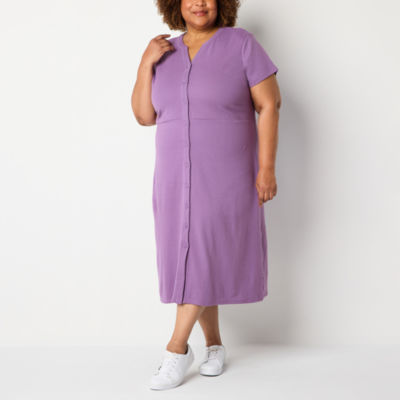 Liz Claiborne Short Sleeve Midi T-Shirt Dress Plus