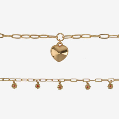 Arizona Gold Tone 2-pc. 15 Inch Link Heart Necklace Set