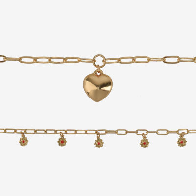 Arizona Gold Tone Womens Heart 2-pc. Necklace Set