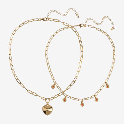 Arizona Gold Tone 2-pc. 15 Inch Link Heart Necklace Set