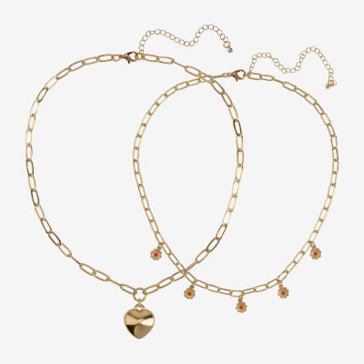 Arizona Gold Tone Womens 2-pc. Heart Necklace Set