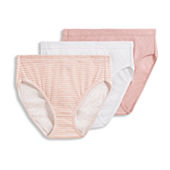 Jockey Womens Comfies Microfiber French Cut 3 Pack Underwear French Cuts  nylon 6 Rose Wine/Rose Petal/Sapphire Stripe