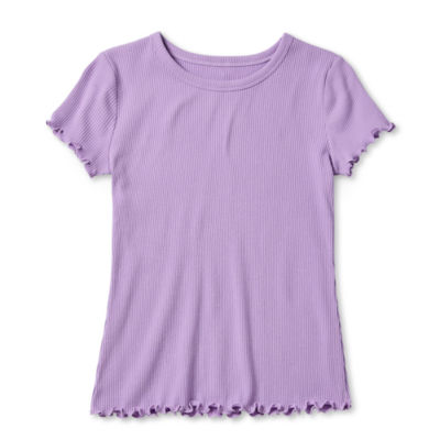 Thereabouts Little & Big Girls Rib Crew Neck Short Sleeve T-Shirt