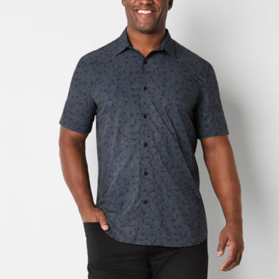 Stylus Big and Tall Mens Regular Fit Short Sleeve Geometric Button-Down Shirt