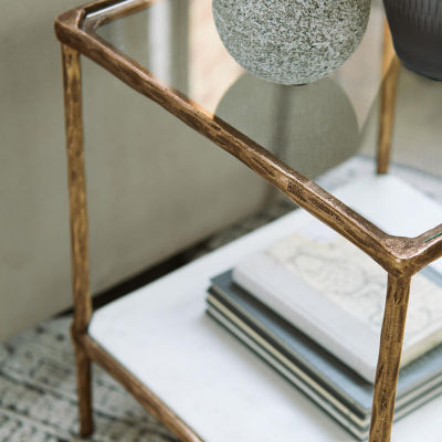 Signature Design By Ashley Ryandale in Antique Brass Accent Table