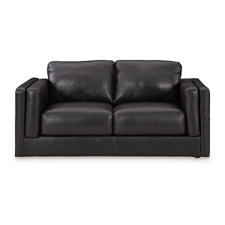 Signature Design By Ashley Amiata Leather Loveseat, One Size, Black