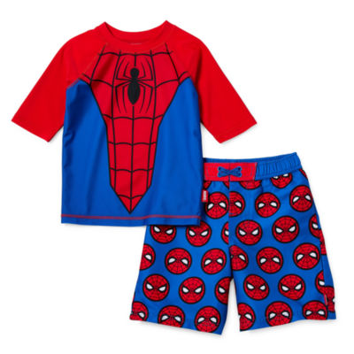 Costume Da Bagno Spider-Man Per Ragazzi - Set Rash Guard 2 Pezzi (4-12 Anni)