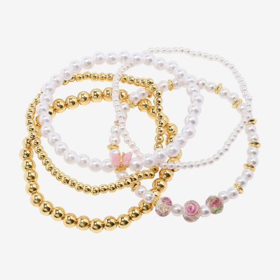 Arizona Gold Tone Beaded Stretch Womens 5-pc. Bracelet Set