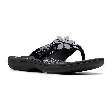 Clarks Cloudsteppers Womens Breeze Opal Flip-Flops, 9 Medium, Black