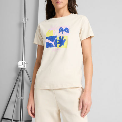 PUMA Womens Crew Neck Short Sleeve Graphic T-Shirt