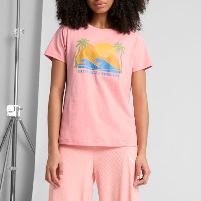 PUMA Womens Crew Neck Short Sleeve Graphic T-Shirt