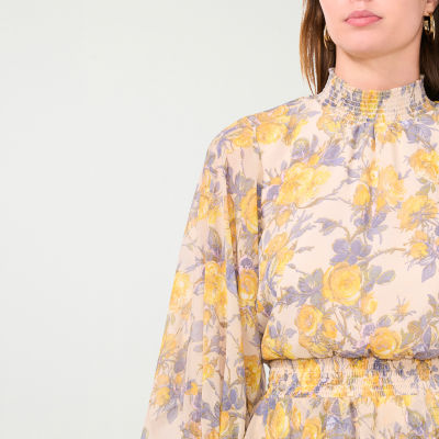 Sam And Jess Womens Petite Long Sleeve High-Low Maxi Dress