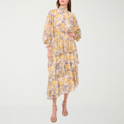 Sam And Jess Womens Petite Long Sleeve High-Low Maxi Dress